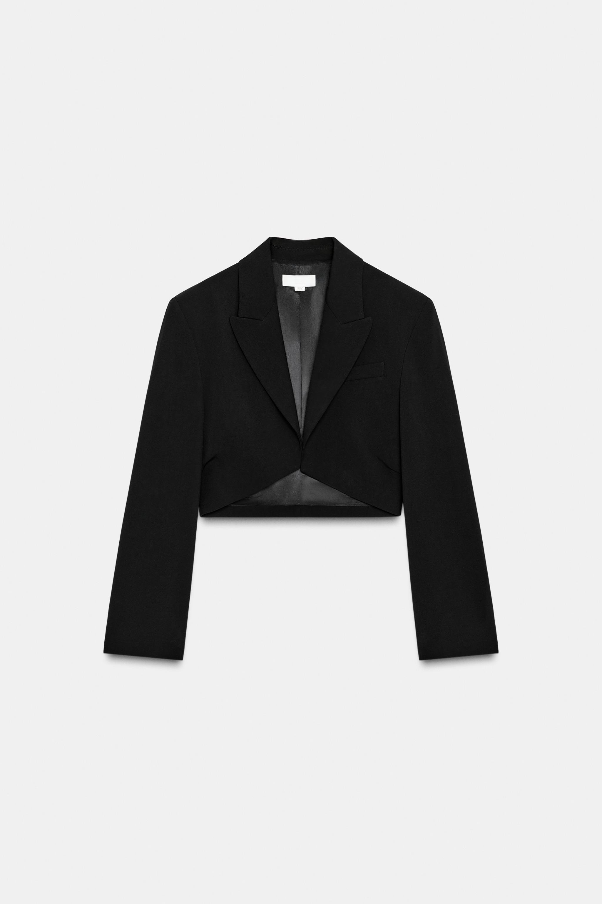 SHORT BLAZER WITH SHOULDER PADS AND PLEATS
